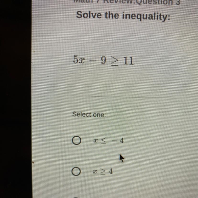 What is 5x-9 > 11 i need the whole anderr-example-1