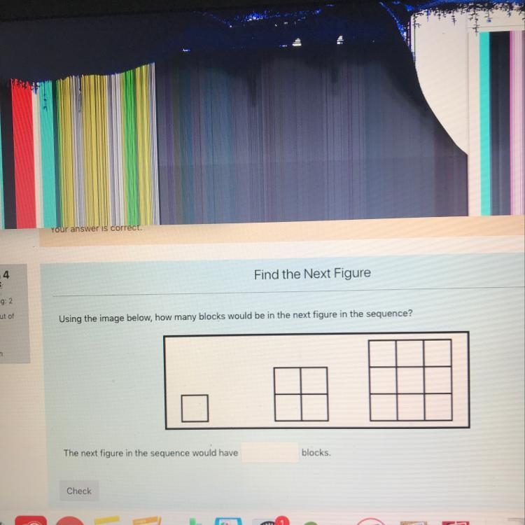 Using the image below , how many blocks would be in the next figure in the sequence-example-1