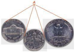 20 POINTS1 A nickel, a dime, and a quarter are touching as shown. Tangents are drawn-example-1