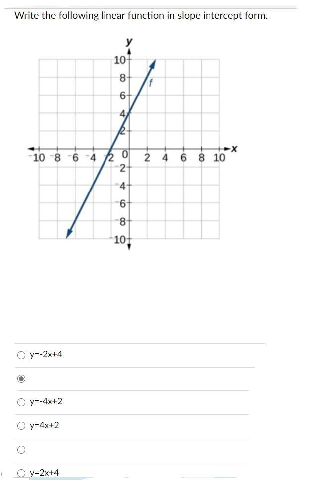 Write the following linear function in slope intercept form.-example-1