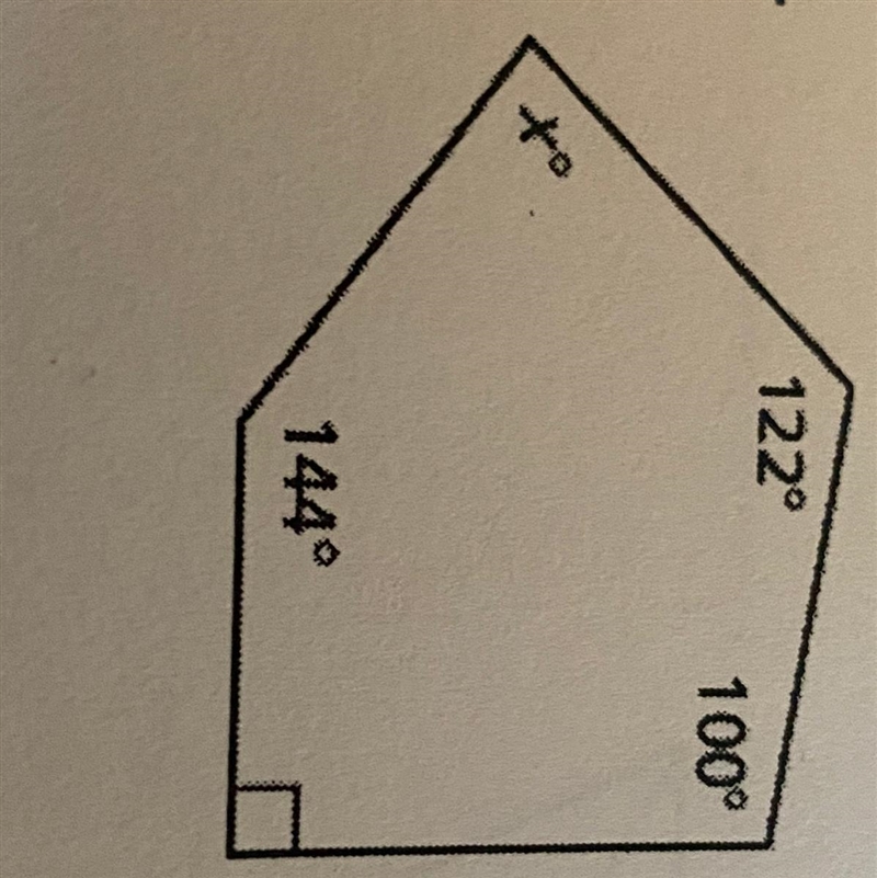 Find the value of x. 4. 122° 100° to 144-example-1