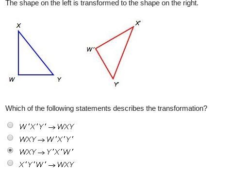 20 POINTS!!! PLEASE HELP!!! Which of the following statements describes the transformation-example-1