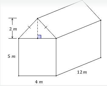 HELP PLSS GUYS In the diagram, the roof has a height of 2 meters. Find the surface-example-1