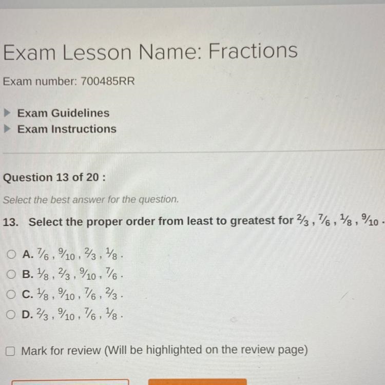 Select the proper order from least to greatest pleas-example-1