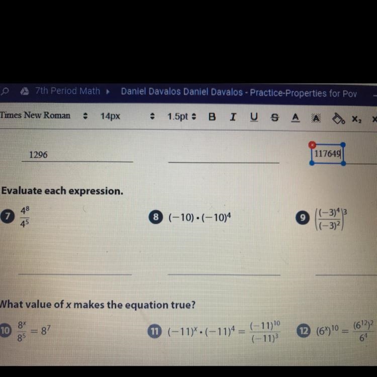 I would REALLY appreciate some help... :( Evaluate the expressions 7-9-example-1