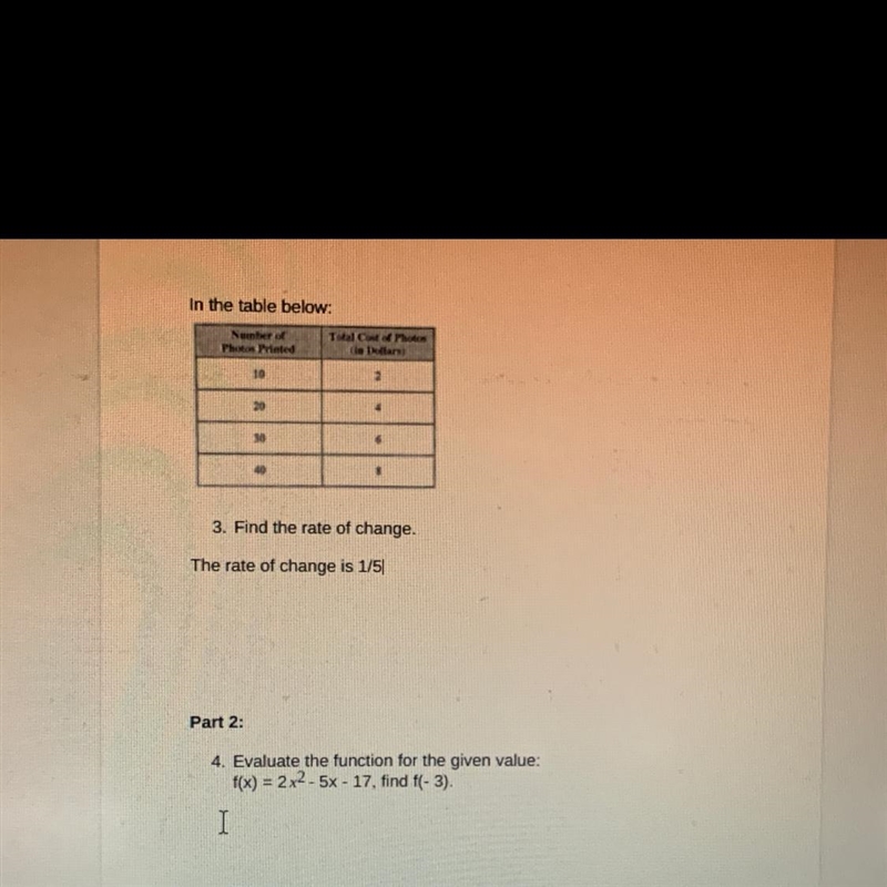 HELP ME ASAP pls !! evaluate the function for the given value: f(x)=2x2-5x-17, find-example-1