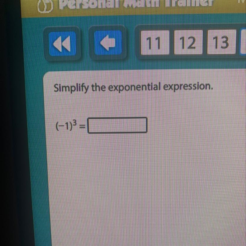 Simplify the exponential express (-1)3 =-example-1