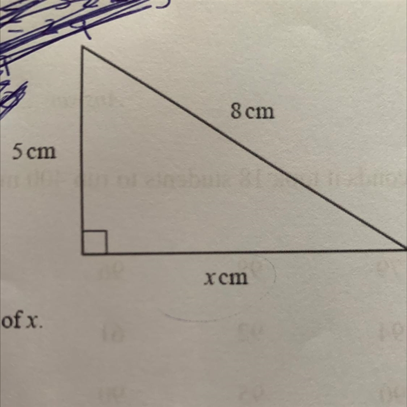 8cm 5cm xcm Calculate the value of x.-example-1