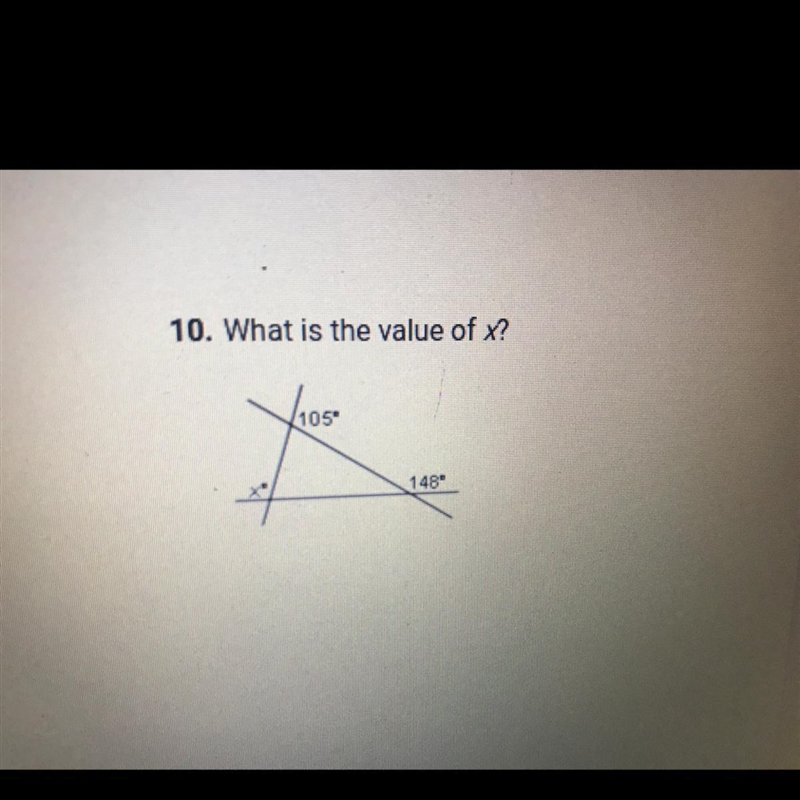 What is the value of x? Find the unknown angle.-example-1