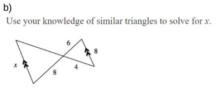 Use your knowledge of similar triangles to solve for x-example-1