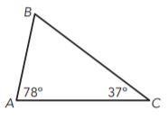 Determine the measure of the unknown angle in the triangle.-example-1