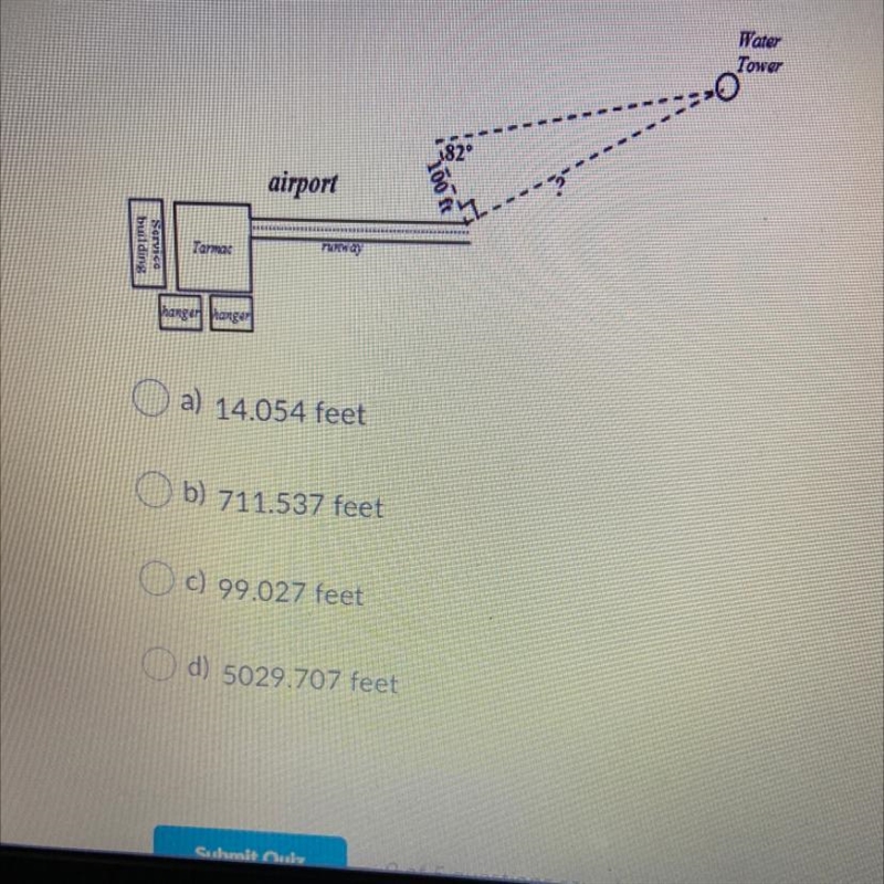 A contractor building an airport needs to know how far a water tower is away from-example-1