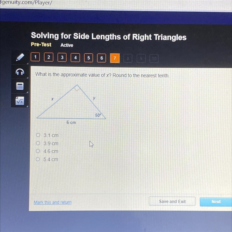 What is the approximate value of x? Round to the nearest tenth.-example-1