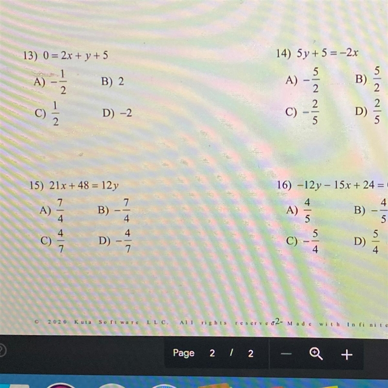 Find the slope of a line parallel to each given line-example-1