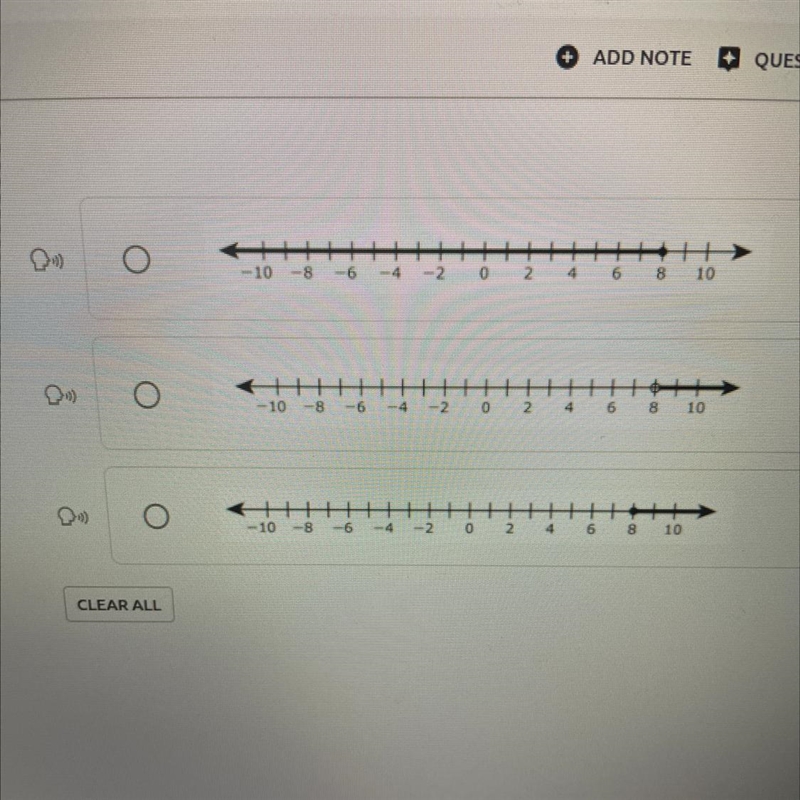 - Which number line represents the solution to the inequality -5x +18> -22 ?-example-1