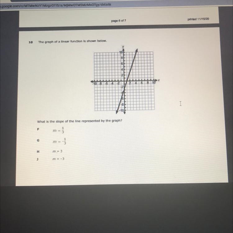 10 The graph of a linear function is shown below. 10 B 6 2 10 8 I -105 What is the-example-1