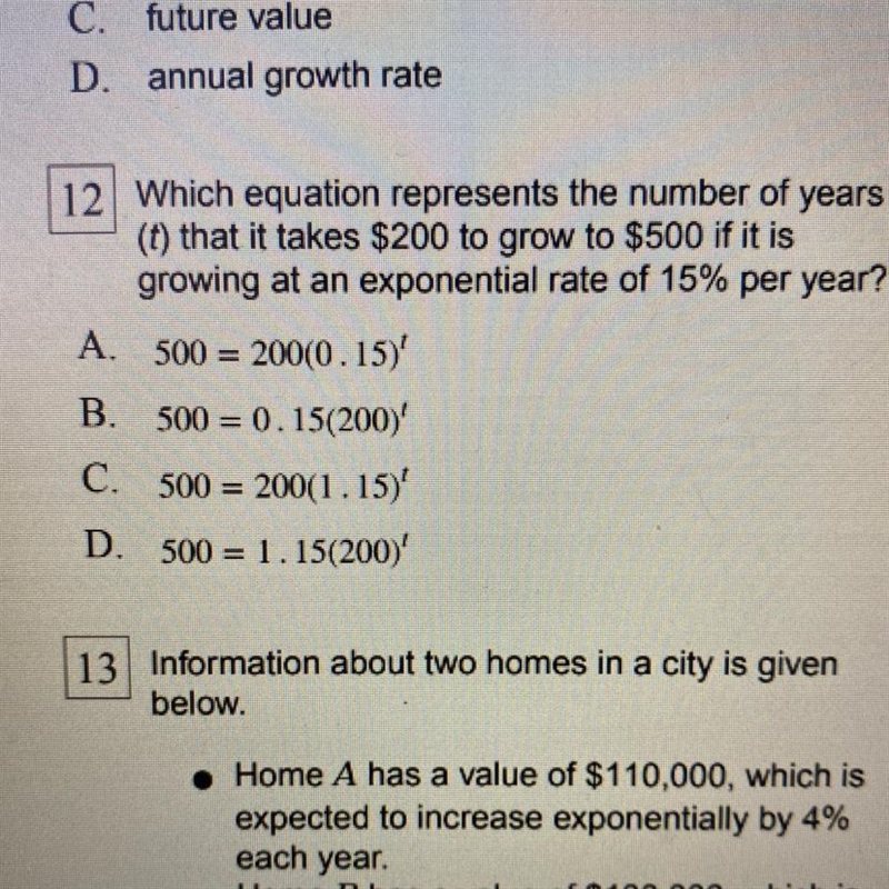 (Please Help) Which equation represents the number of years (t) that it takes $200 to-example-1