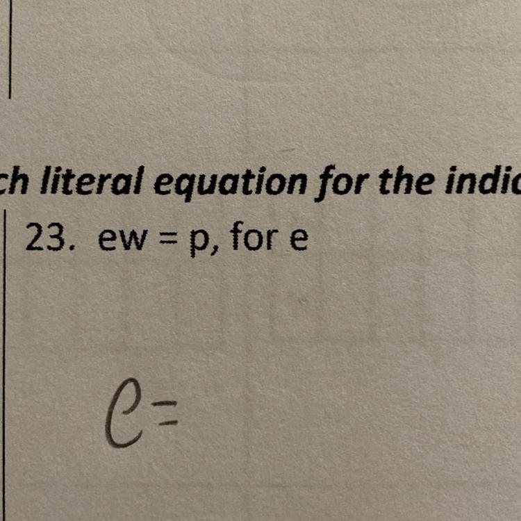 I need help please ew=p ,solve for e-example-1