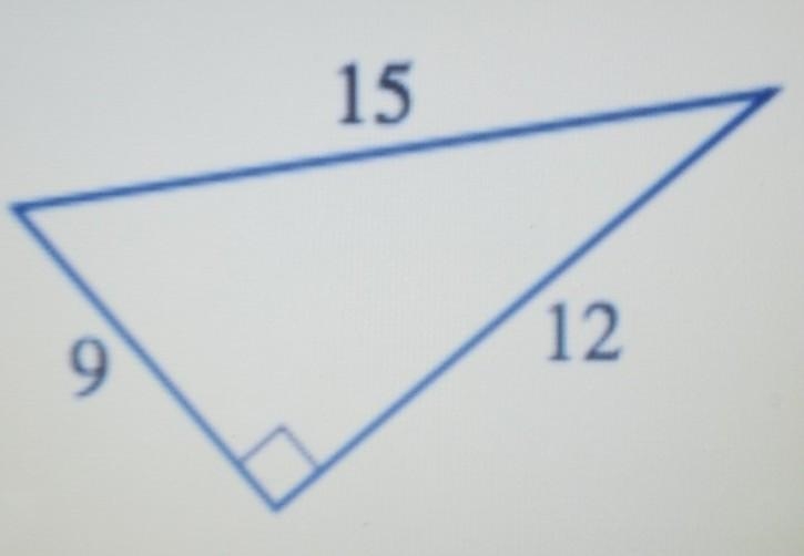 The hypotenuse in this triangle is equal to A. 90 degrees B. 15 C. 12 D. 9​-example-1