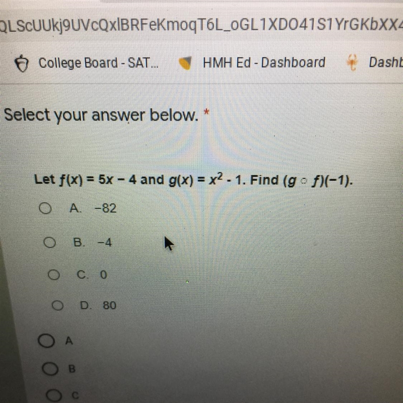 Let f(x)=5x-4 and g(x)=x^2-1. Find (g*f)(-1)-example-1