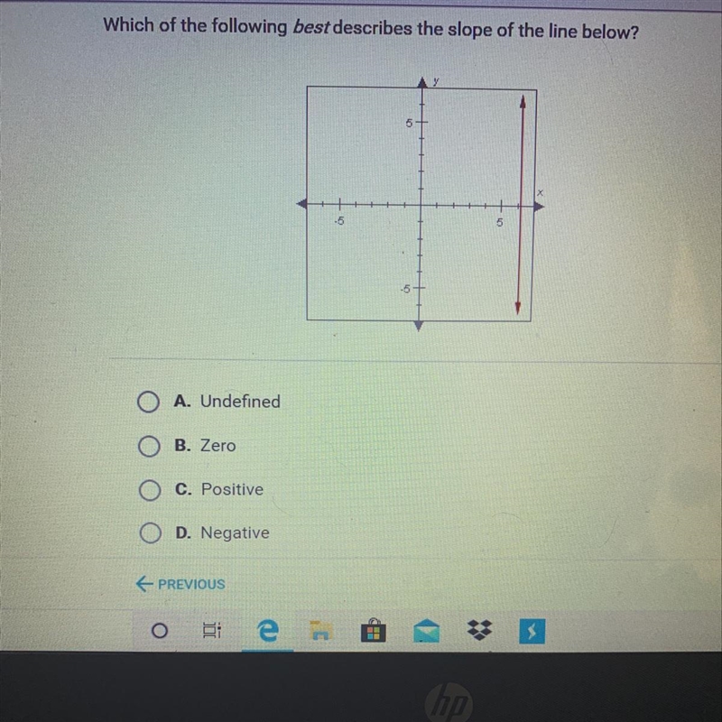 Which of the following best describes the slope of the line below?-example-1