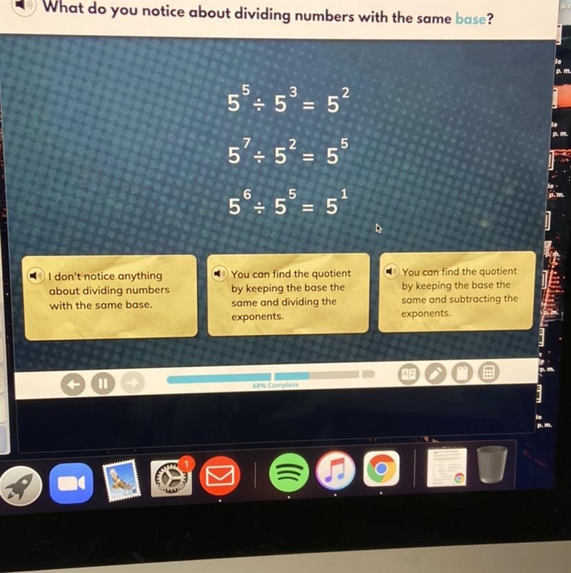 What do you notice about dividing numbers with the same base?-example-1