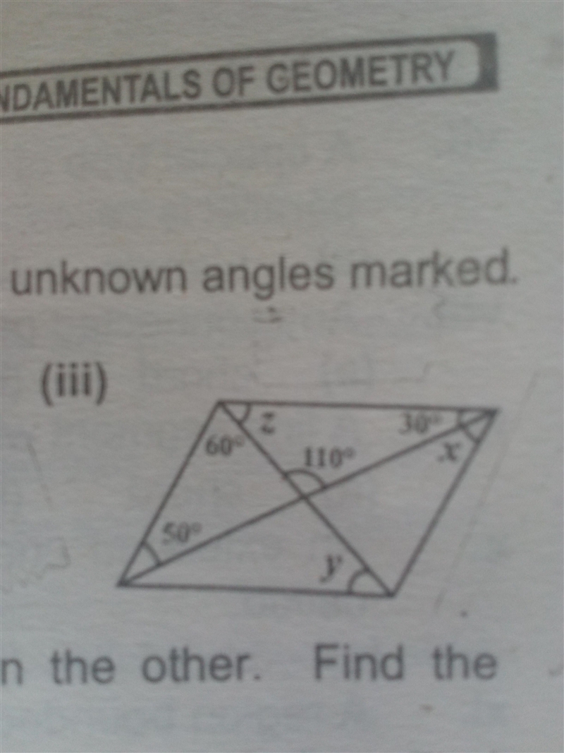 For each of the following paralellogram calculate the unknown angles marked. x, y-example-1