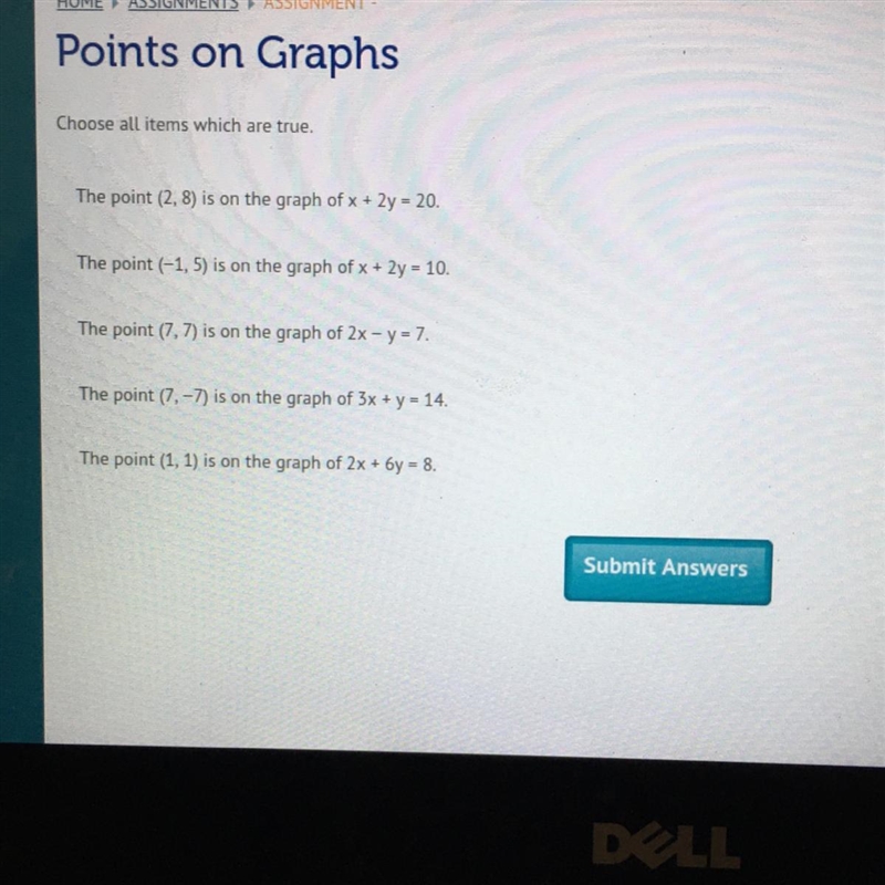 Points on graphs choose all items which are true-example-1