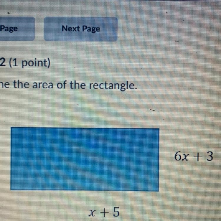 Determine the area of the rectangle 6x + 3 X+5-example-1