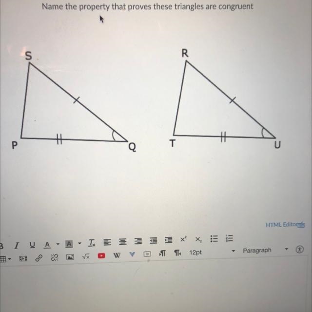 Name the property that proves these triangles are congruent-example-1