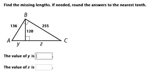 Find the missing lengths. If needed, round the answers to the nearest tenth.-example-1