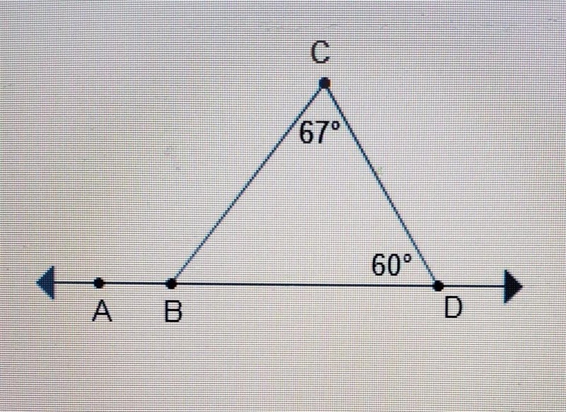 What is m ZABC? c=67 d=60 mABC = 60° mABC = 67 ° mABC = 120° mABC = 127°​-example-1