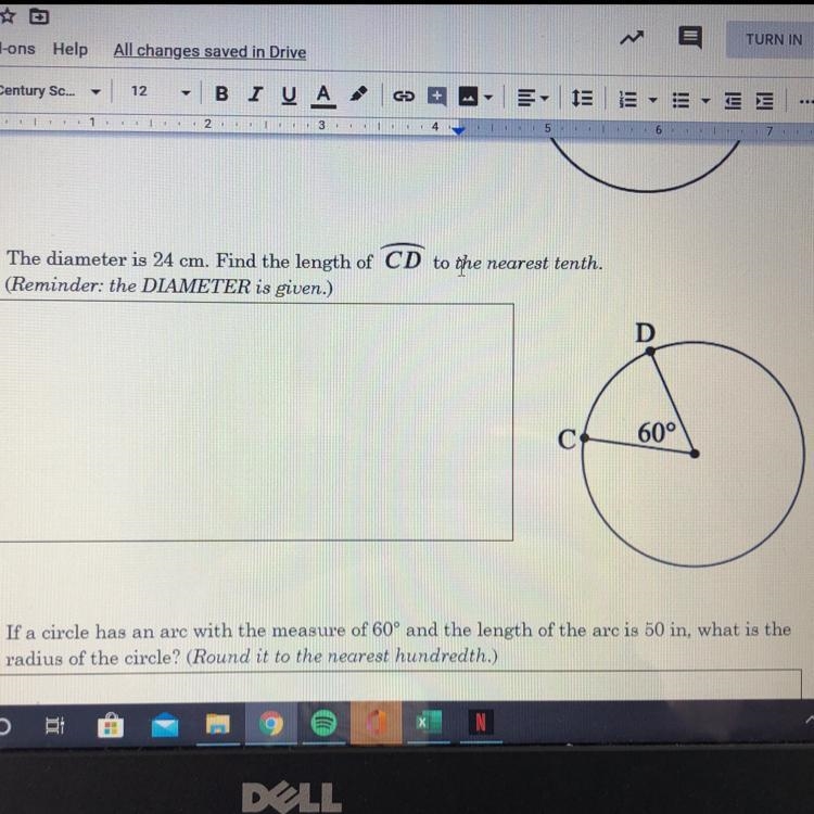 2. The diameter is 24 cm. Find the length of CD to the nearest tenth (Reminder: the-example-1