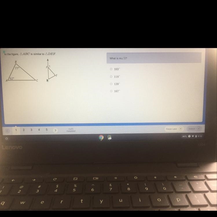 In the figure, ABC is similar to DEF. What is m<1-example-1