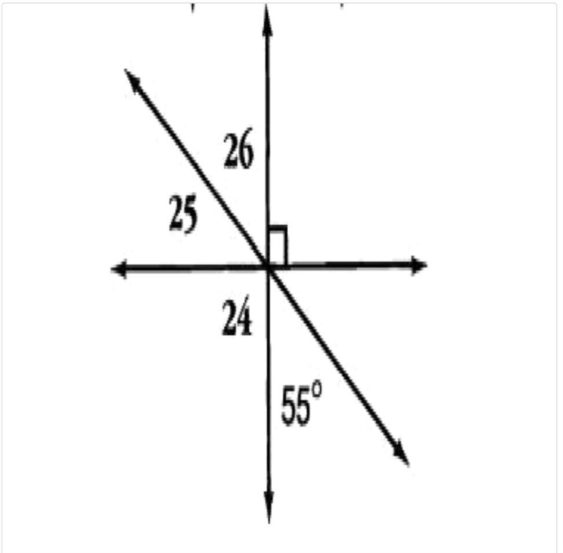 Find the measure of each missing angle Angle 24 = Angle 25 = Angle 26 =-example-1