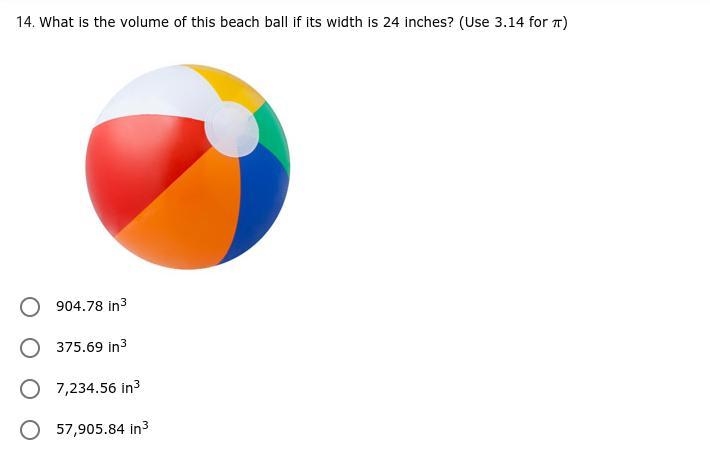 *PLEASE ANSWER, DIFFICULT QUESTION* What is the volume of this beach ball if its width-example-1