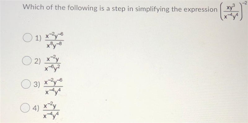 Which of the following is a step in simplifying the expression ?-example-1