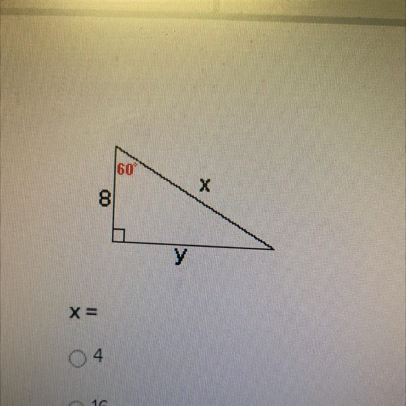 What does x = answer choices 4 16 9-example-1