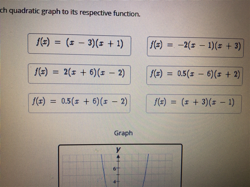 Match each quadratic graph to its respective function-example-1