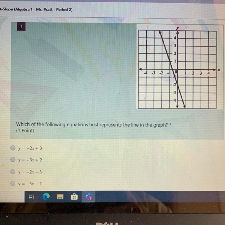 which equation best represents the line in the graph? help pleaseeee ! right answers-example-1