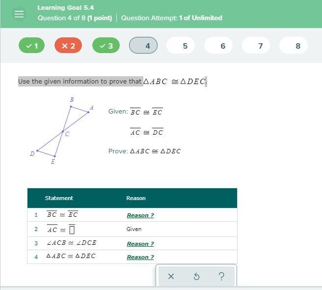 Use the given information to prove that triangle ABC is similar to DEC-example-1