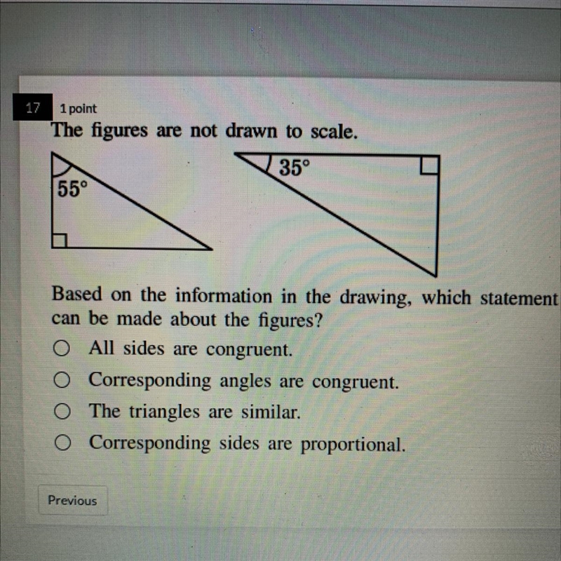 The figures are not drawn to scale. 35° 55° Based on the information in the drawing-example-1