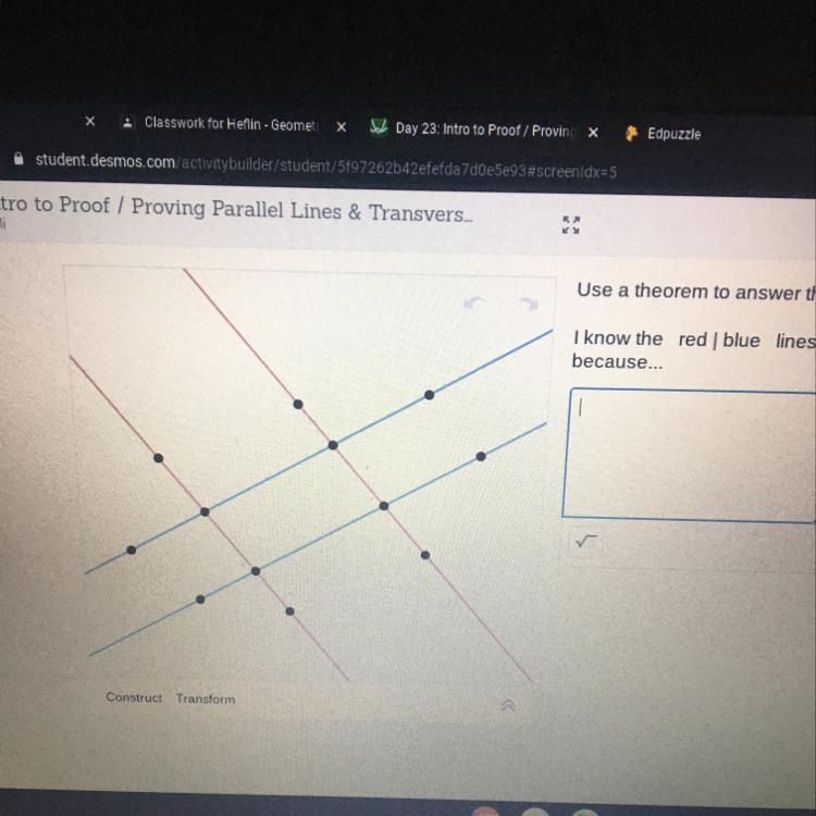 Are these line parallel or not parallel explain why-example-1