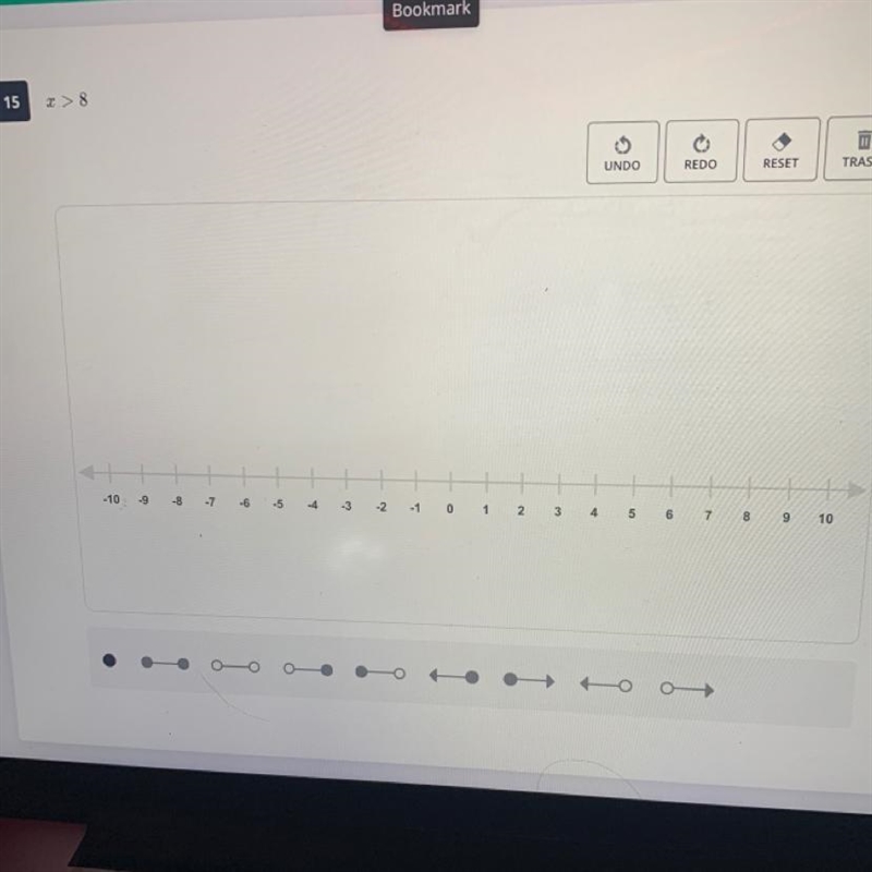 Graph the inequality x>8-example-1