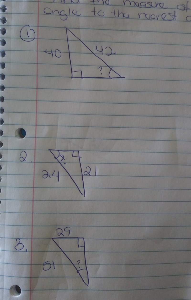 Find the measure of the indicated angle to the nearest degree. Part 1​-example-1