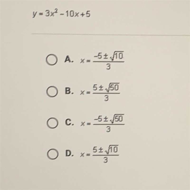 Using the quadratic formula, which of the following are the zeros of the quadratic-example-1