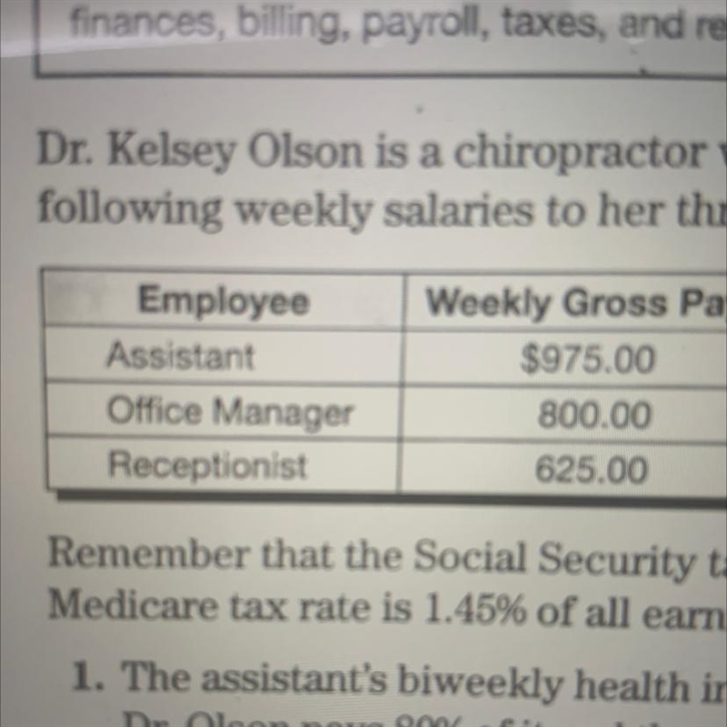 2. The state income tax is 3%. How much does the office manager pay in state taxes-example-1