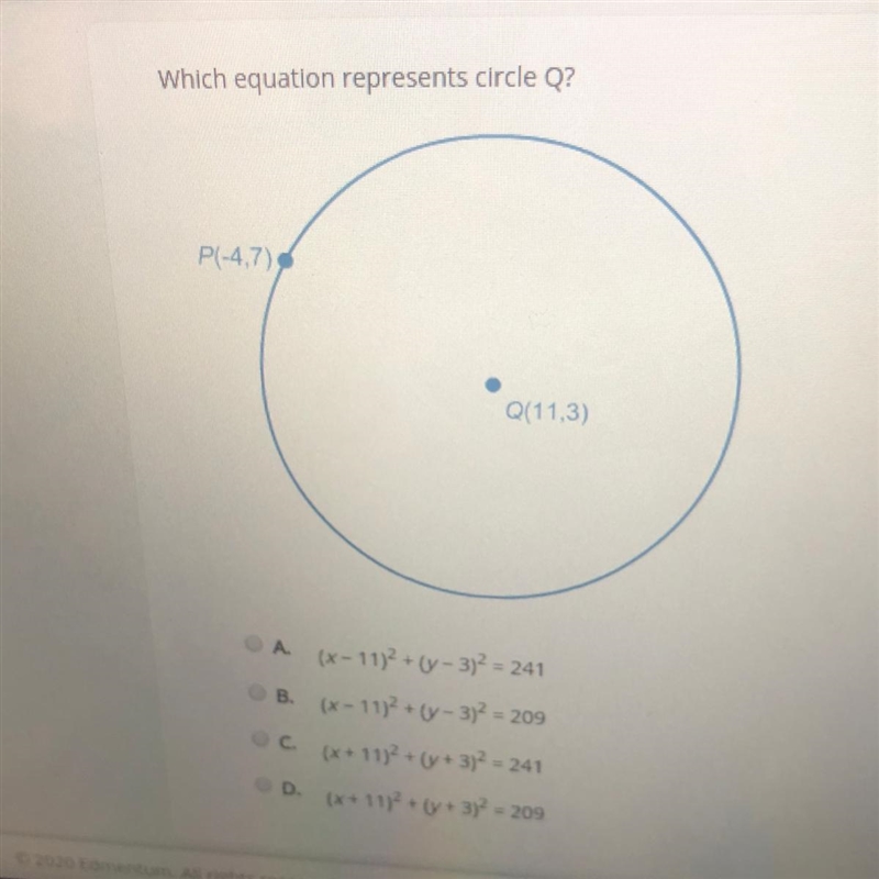 Which equation represents circle q-example-1