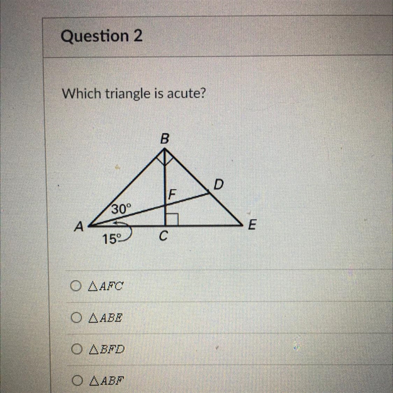 Which triangle is acute?-example-1