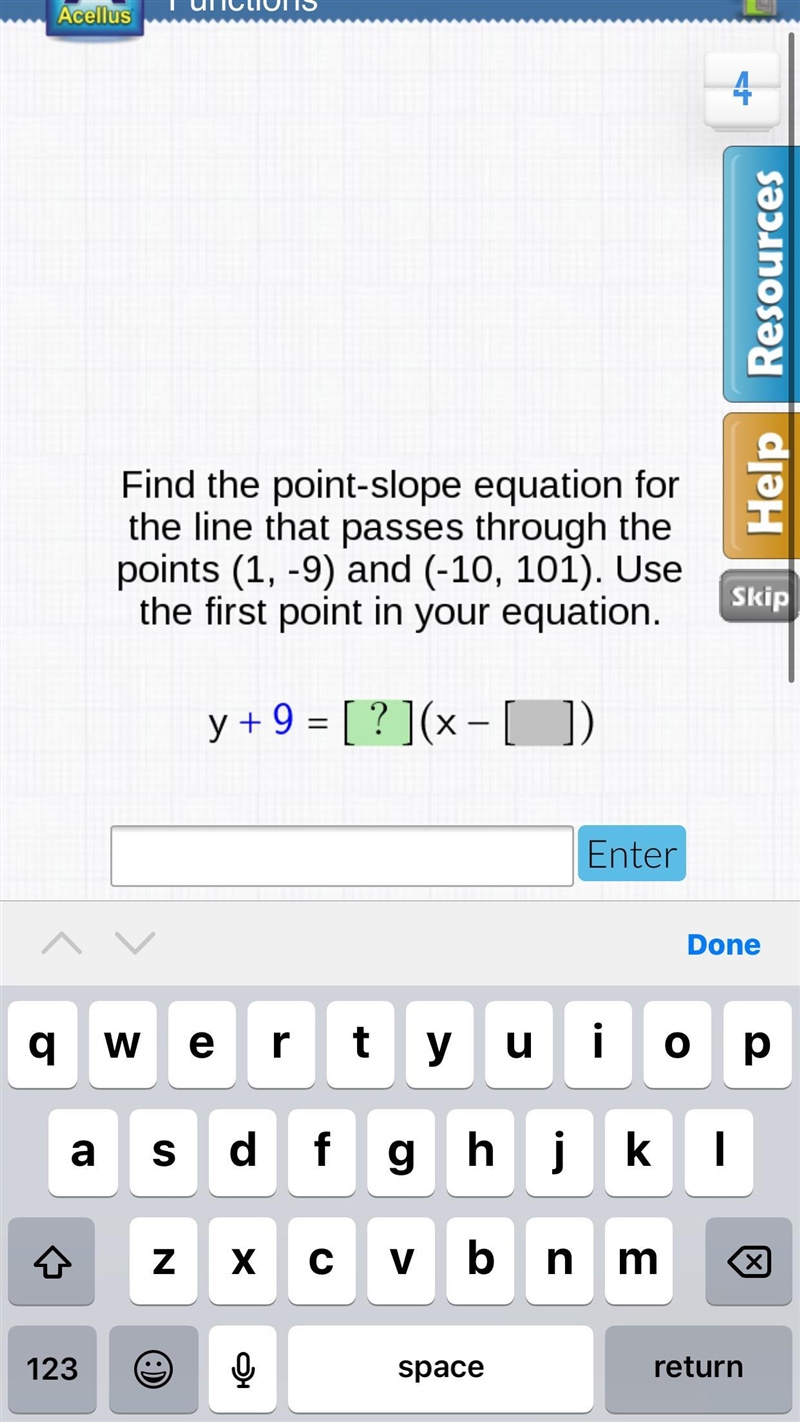 find the point -slope equation for the line that passes through the point (1,-10)and-example-1